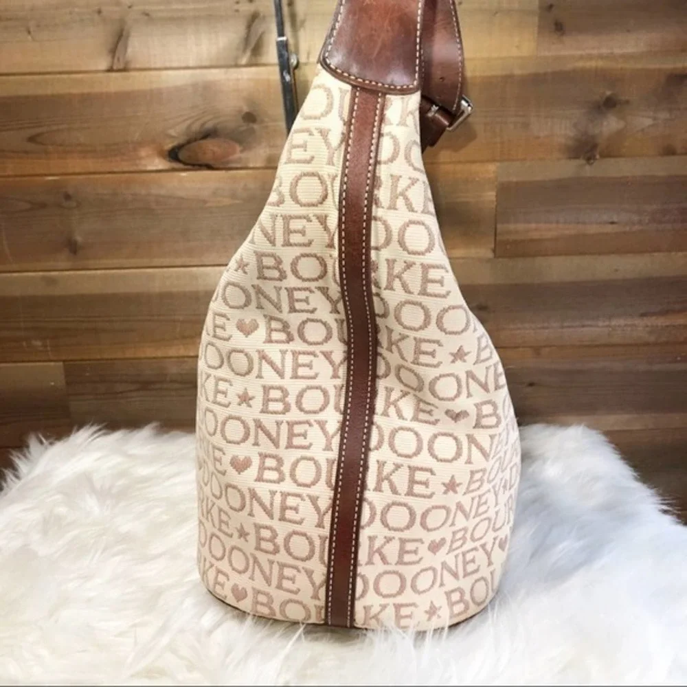 Dooney & Bourke Signature Cream Canvas Hobo Bag